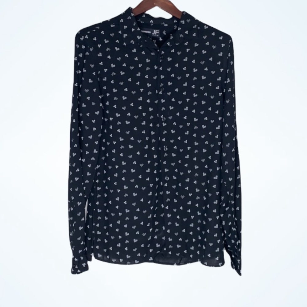 JF J. Ferrar Slim Fit Heart Stitched Buttoned Top Small NEW
